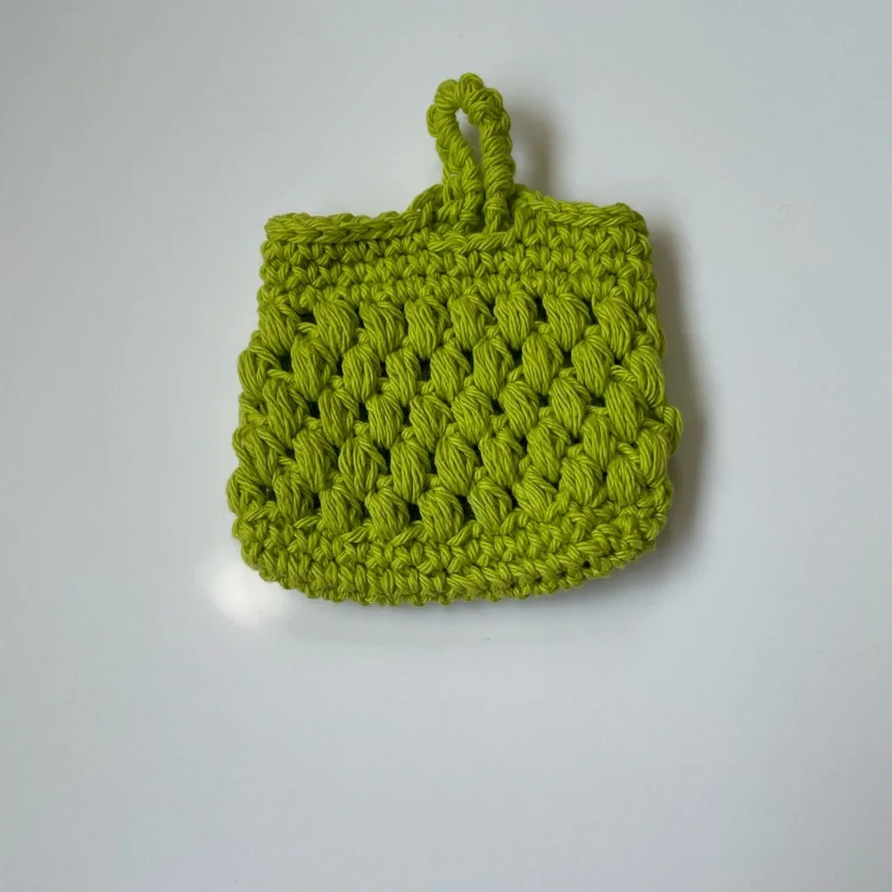 Handmade crochet soap saver + washcloth 100% cotton in light green